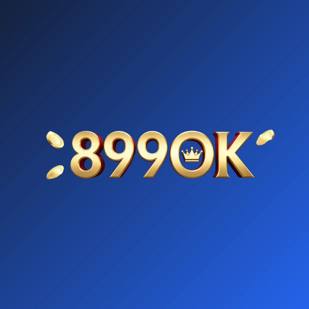 899OK casino-style logo with golden letters, a crown element, and sparkling coins, creating a luxury gaming atmosphere on a transparent background